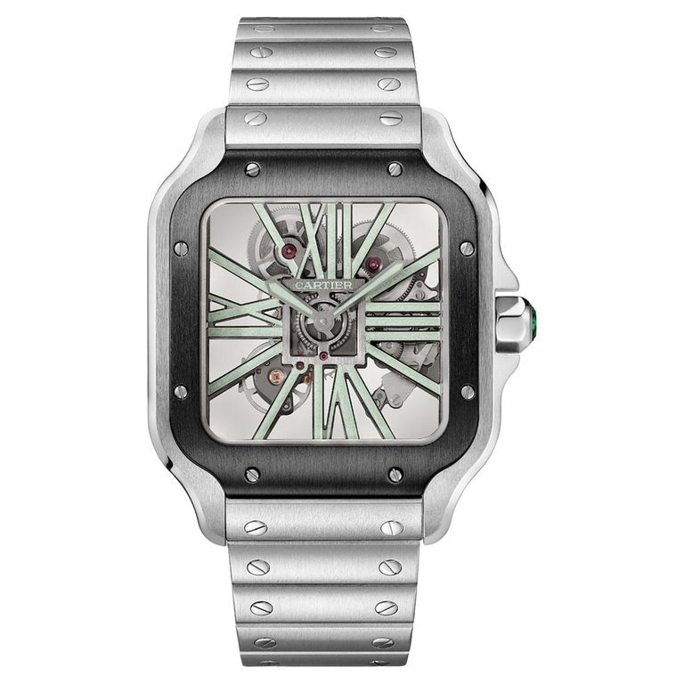 Montre Cartier Santos De Cartier Skeleton Mécanique Boîtier Acier Noir WHSA0033