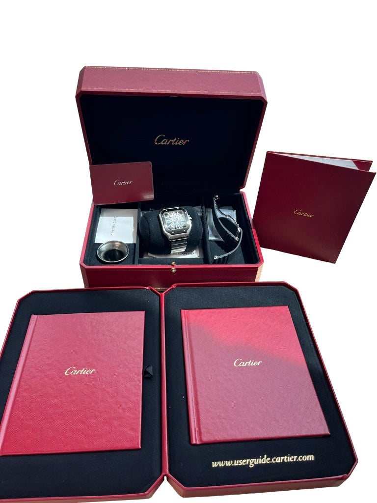 Montre Cartier Santos De Cartier Skeleton Mécanique Boîtier Acier Noir WHSA0033