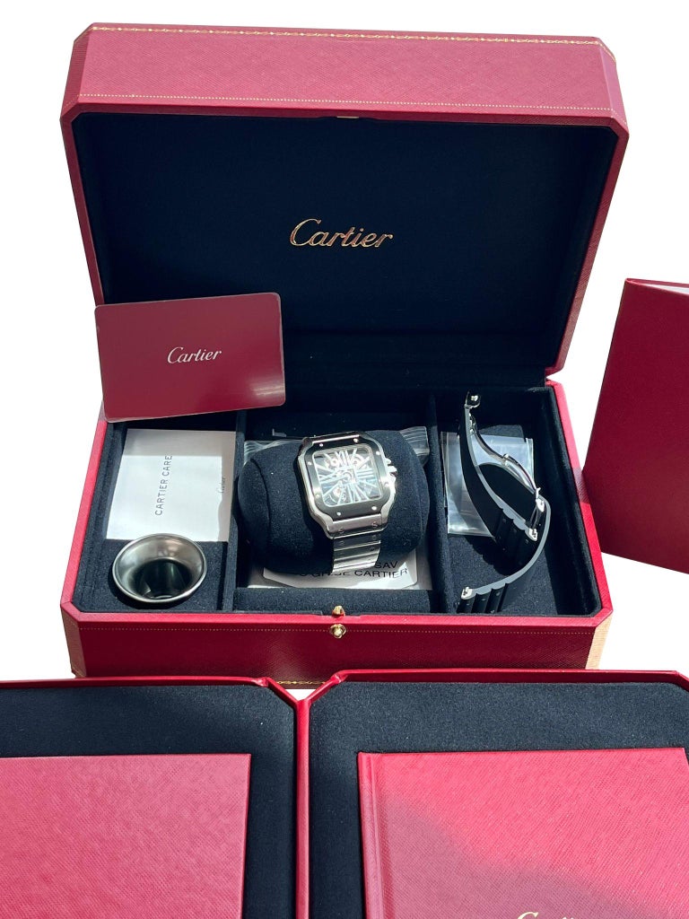 Montre Cartier Santos De Cartier Skeleton Mécanique Boîtier Acier Noir WHSA0033