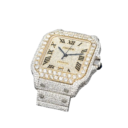 40MM CARTIER SANTOS 100 XL - FULL DIAL ICED