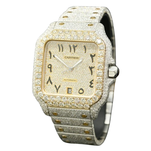 40MM CARTIER SANTOS 100 XL - FULL ARABIC DIAL ICED